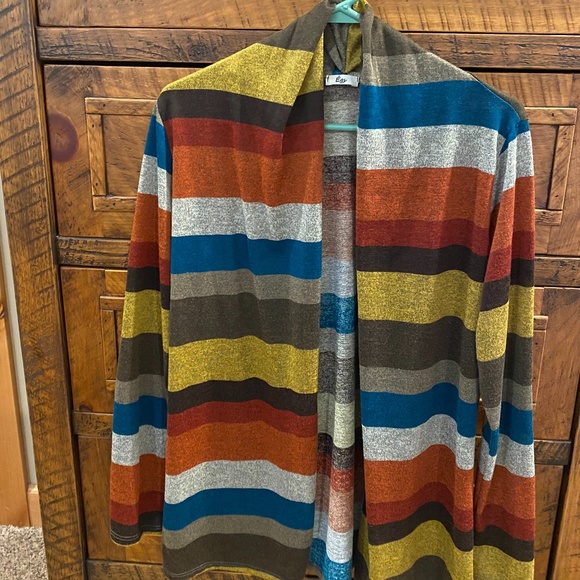 Sweaters - Multicolor striped lightweight cardigan sweater